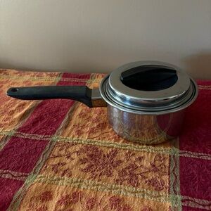 Vintage FLINT stainless steel 1 quart sauce pan with lid